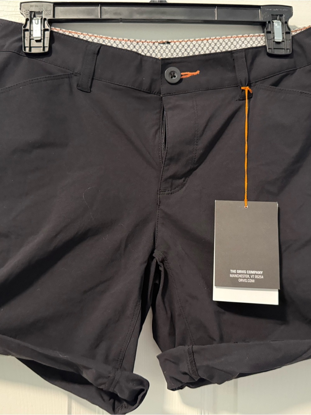 NWT Orvis Black Women's Athletic Shorts with Orange Accent Cord, Sz 6